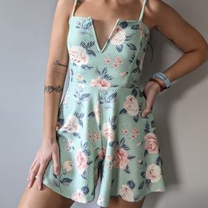 Green floral romper